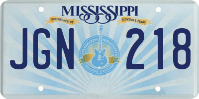 MS license plate JGN218