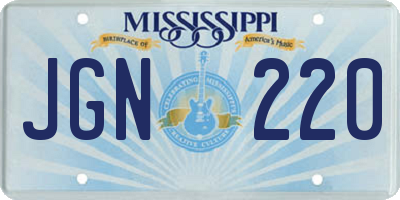 MS license plate JGN220