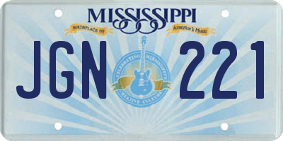 MS license plate JGN221