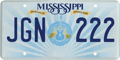 MS license plate JGN222