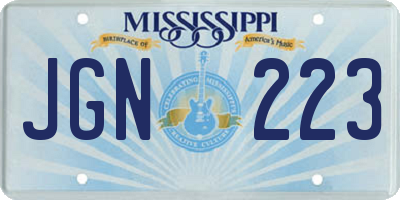 MS license plate JGN223