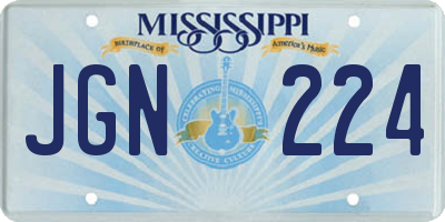 MS license plate JGN224