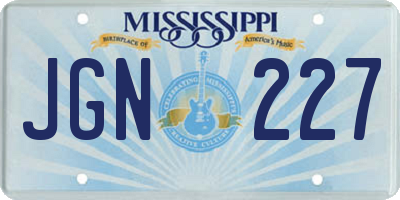 MS license plate JGN227