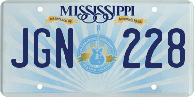 MS license plate JGN228