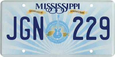 MS license plate JGN229
