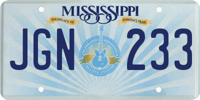 MS license plate JGN233
