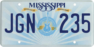 MS license plate JGN235