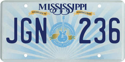 MS license plate JGN236