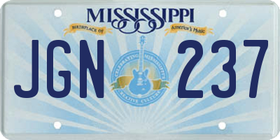 MS license plate JGN237