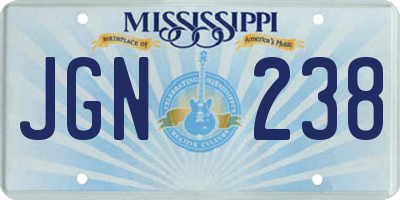 MS license plate JGN238