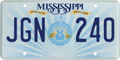 MS license plate JGN240