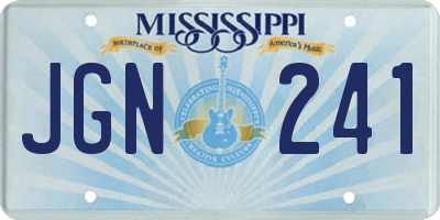 MS license plate JGN241