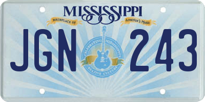 MS license plate JGN243