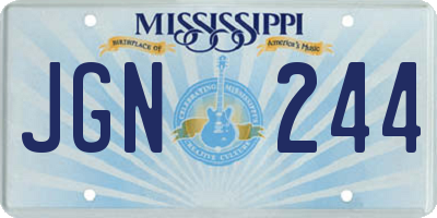 MS license plate JGN244