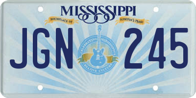 MS license plate JGN245
