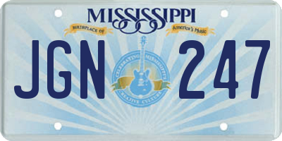 MS license plate JGN247