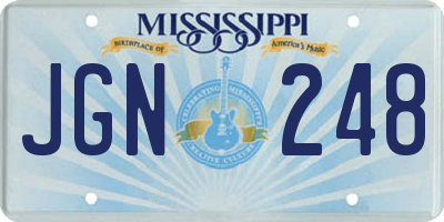 MS license plate JGN248