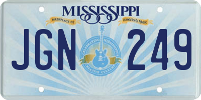MS license plate JGN249