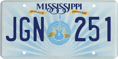 MS license plate JGN251