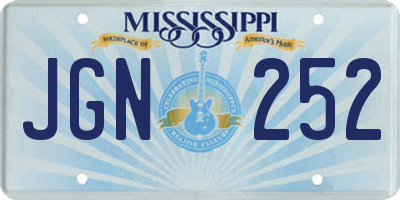 MS license plate JGN252