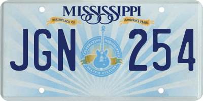 MS license plate JGN254