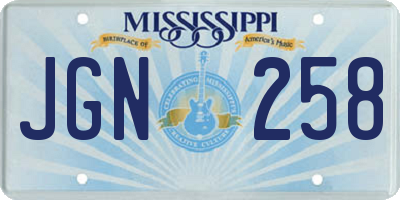 MS license plate JGN258