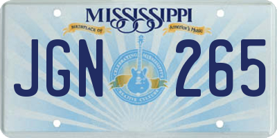 MS license plate JGN265
