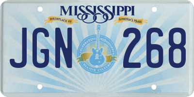 MS license plate JGN268