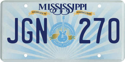 MS license plate JGN270