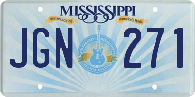 MS license plate JGN271