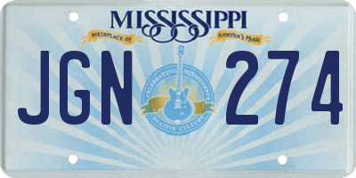 MS license plate JGN274