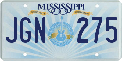 MS license plate JGN275