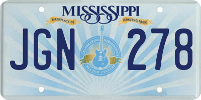 MS license plate JGN278