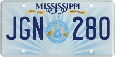 MS license plate JGN280
