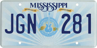 MS license plate JGN281