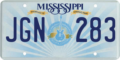 MS license plate JGN283