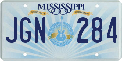 MS license plate JGN284