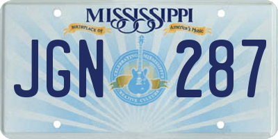 MS license plate JGN287