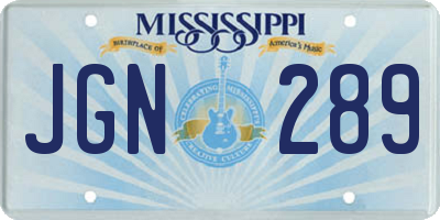 MS license plate JGN289