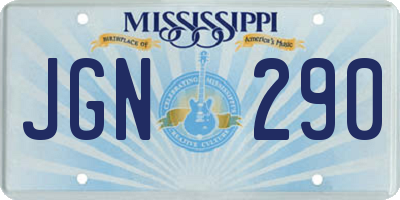 MS license plate JGN290