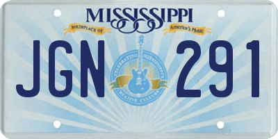 MS license plate JGN291