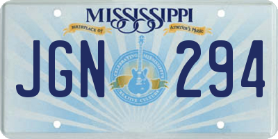 MS license plate JGN294
