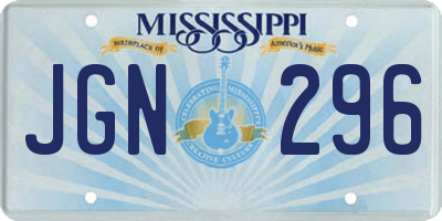 MS license plate JGN296