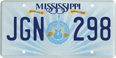 MS license plate JGN298