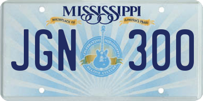 MS license plate JGN300