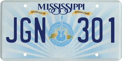 MS license plate JGN301