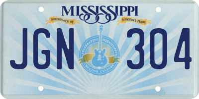 MS license plate JGN304