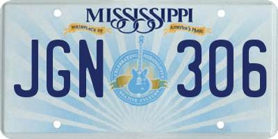 MS license plate JGN306