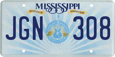 MS license plate JGN308