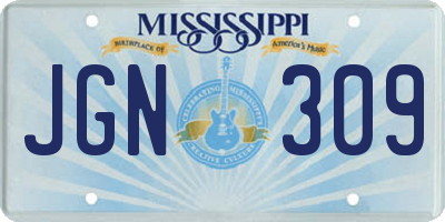 MS license plate JGN309